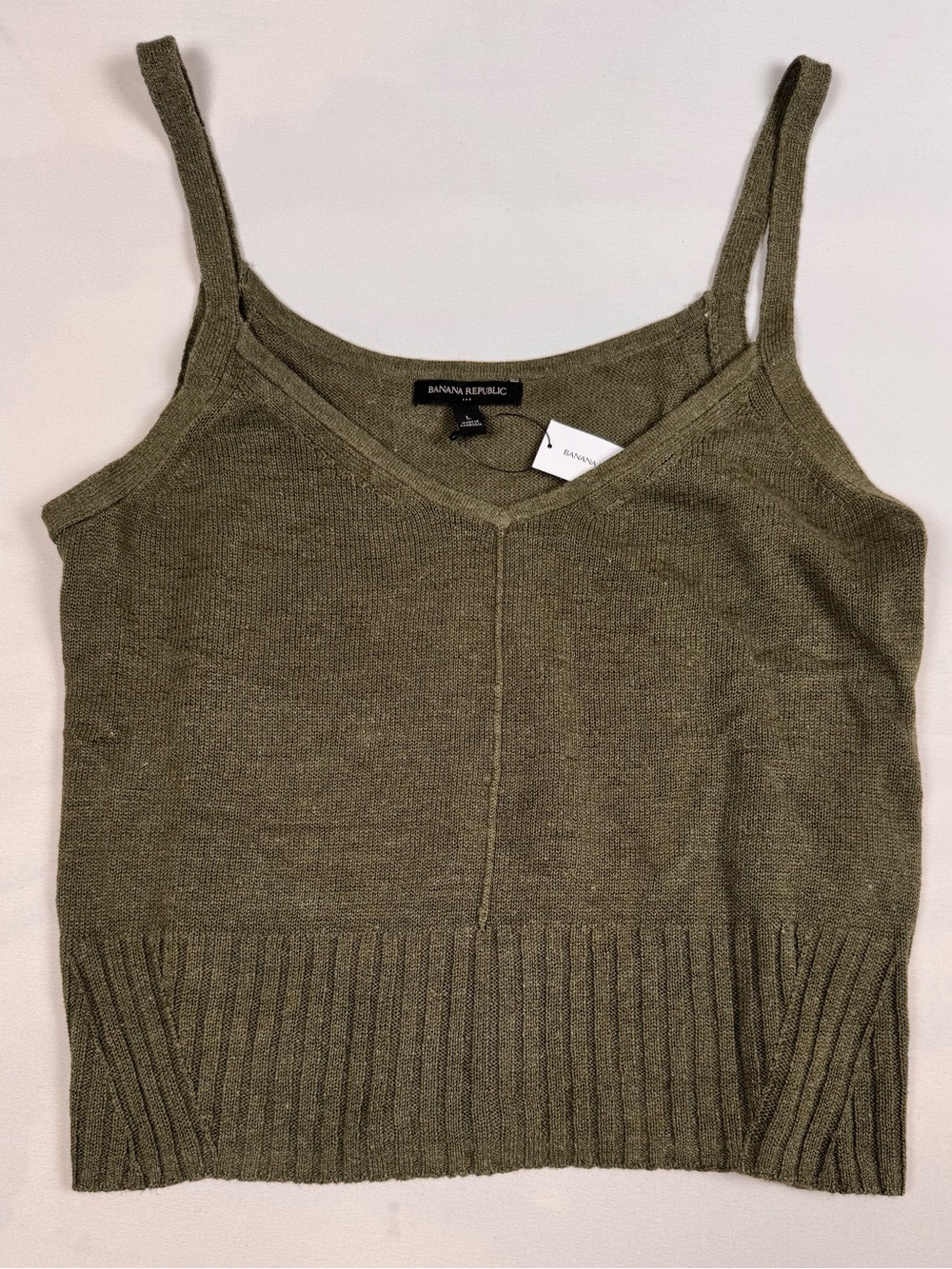 NWT Banana Republic V-Neck Sweater Tank Olive Green Women’s L